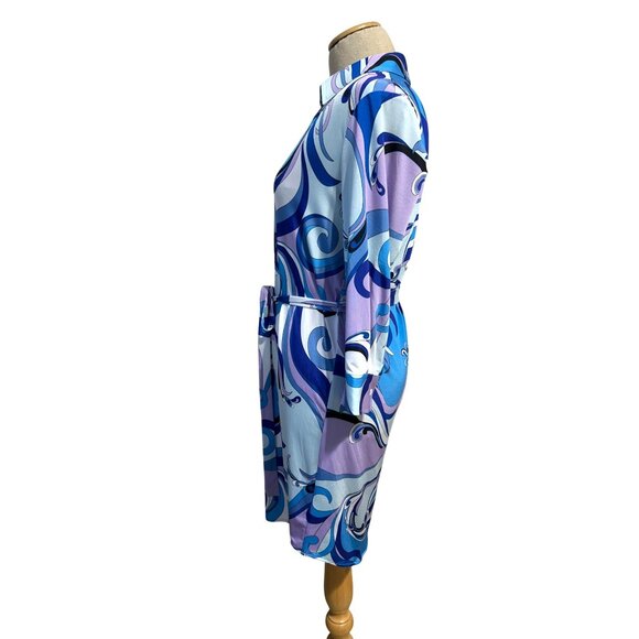 L'AGENCE  Womens Sz XS Addison Print Shirt Dress in Provence Blue/Lavender - Picture 3 of 14